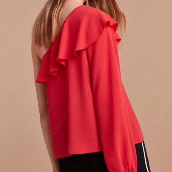 BNWT Aritzia Wilfred Black Allaire Ruffle One Shoulder Blouse - Picture 16 of 16